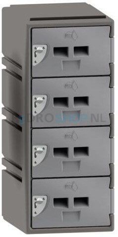 Lage kunststof locker FSP, 1-koloms, 4-deurs, 88*38*45 cm, lichtgrijs