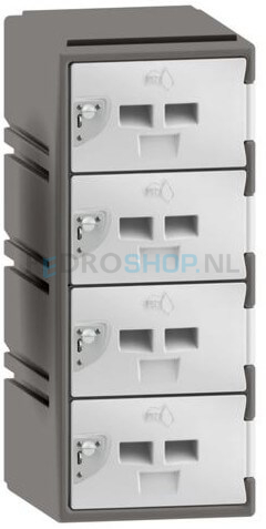 Lage kunststof locker FSP, 1-koloms, 4-deurs, 88*38*45 cm, wit