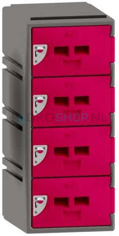 Lage kunststof locker FSP, 1-koloms, 4-deurs, 88*38*45 cm, magenta