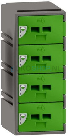 Lage kunststof locker FSP, 1-koloms, 4-deurs, 88*38*45 cm, limoen