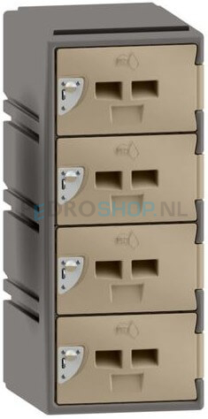 Lage kunststof locker FSP, 1-koloms, 4-deurs, 88*38*45 cm, crème