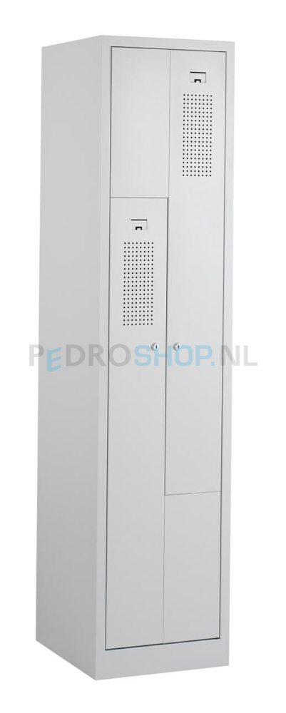 Z-garderobekast PDC-240, 1-koloms, 2-deurs, 41 cm breed, lichtgrijs