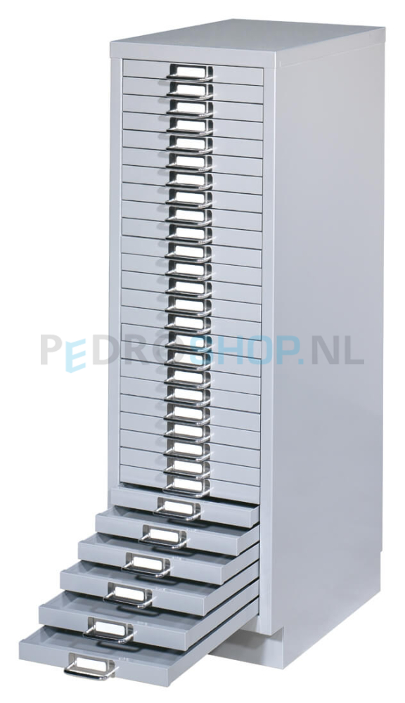 Meerladenkast PDC-30, A4 formaat, 30 laden, incl. sokkel, lichtgrijs
