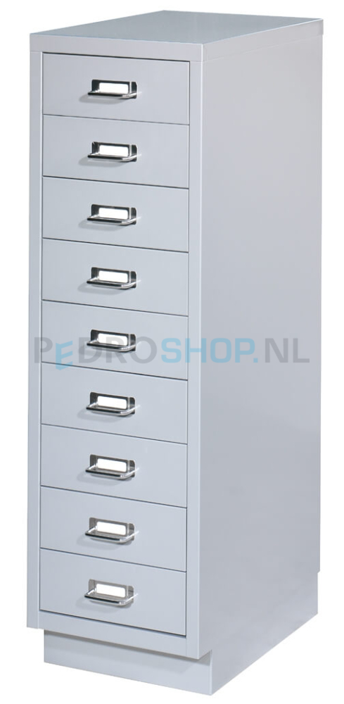 Meerladenkast PDC-09, A4 formaat, 9 laden, lichtgrijs