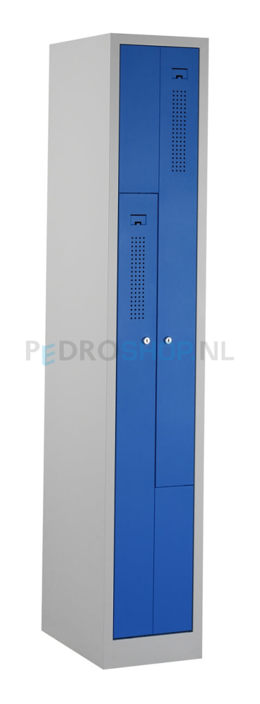 Z-Garderobekast PDC-230, 1-kolom, 2-deurs, 31 cm breed, blauw