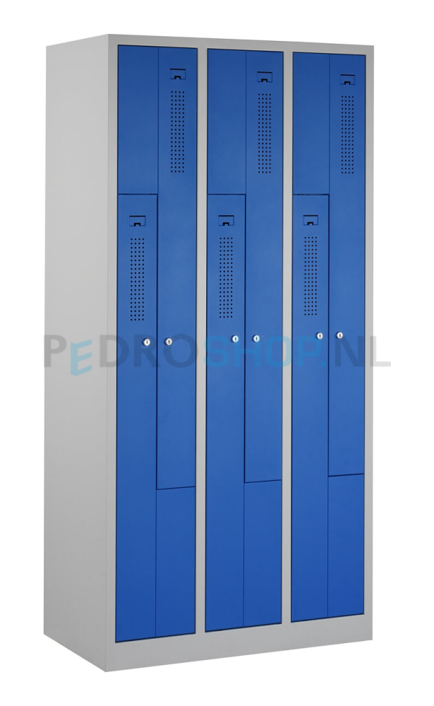 Z-Garderobekast PDC-230, 3-koloms, 6-deurs, 87 cm breed, blauw