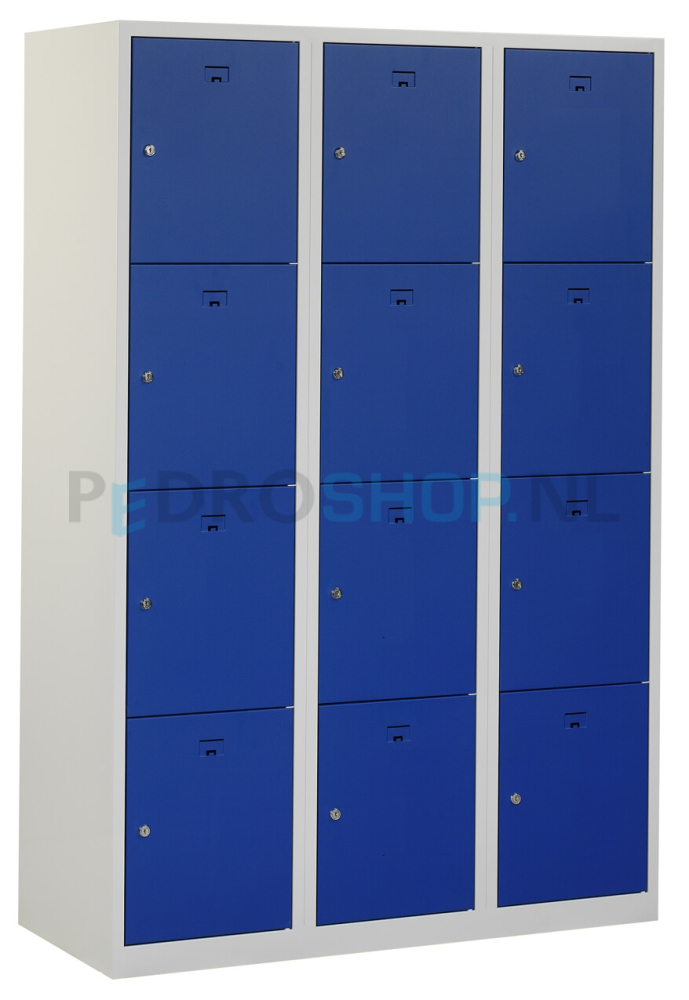 Lockerkast PDC-T310, 3-koloms, 12-deurs, 120 cm breed, blauw