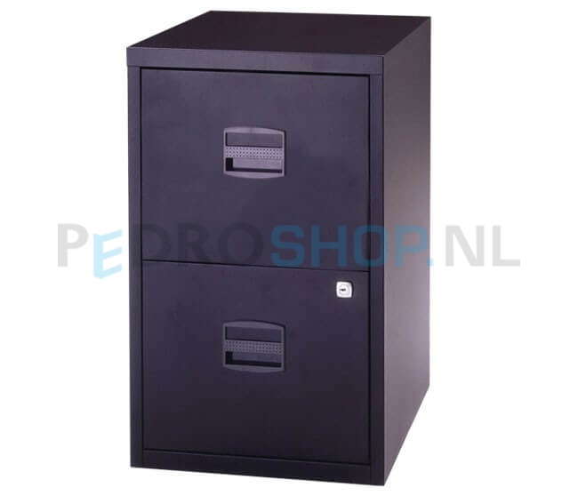 Dossierkast Bisley PFA2 voor opbergen hangmappen, 2 laden, zwart