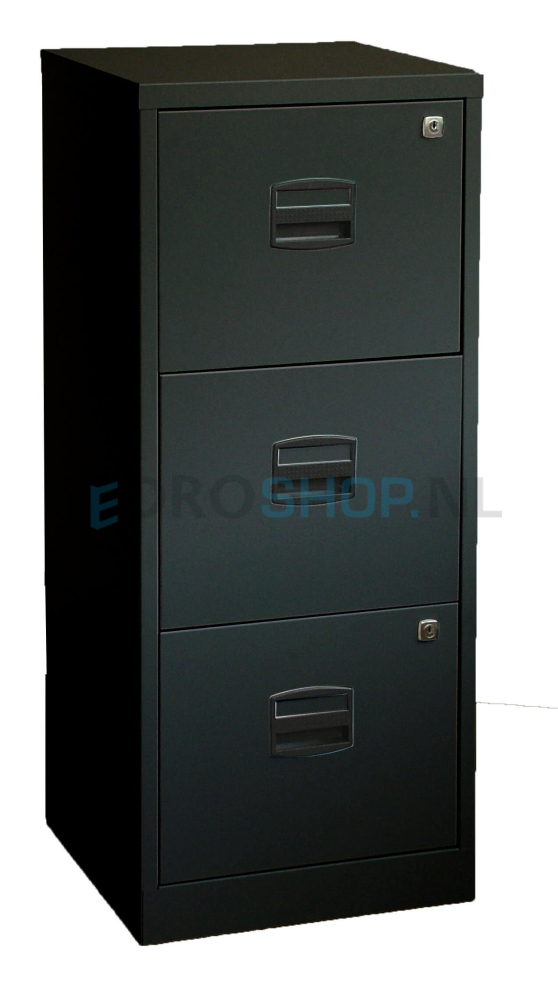 Dossierkast Bisley PFA3F voor opbergen hangmappen, 3 laden, zwart