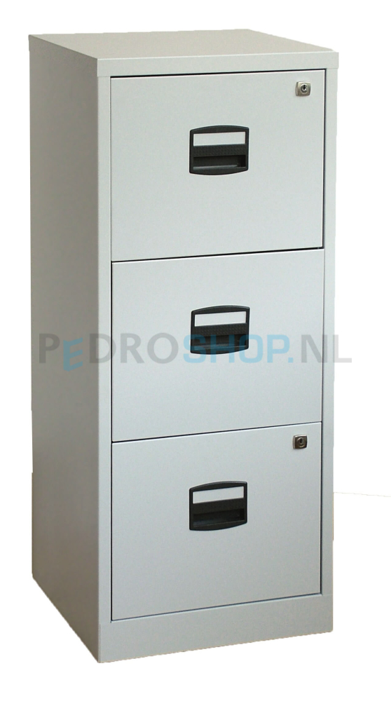 Dossierkast Bisley PFA3F voor opbergen hangmappen, 3 laden, lichtgrijs