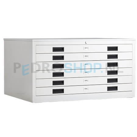 Tekeningkast PDC-A06, A0 formaat, 6 laden, wit