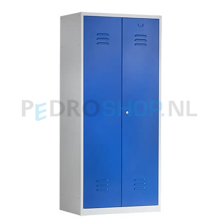 Garderobekast PDC-250, vleugeldeuren, hang-leg indeling, 60 cm breed, blauw