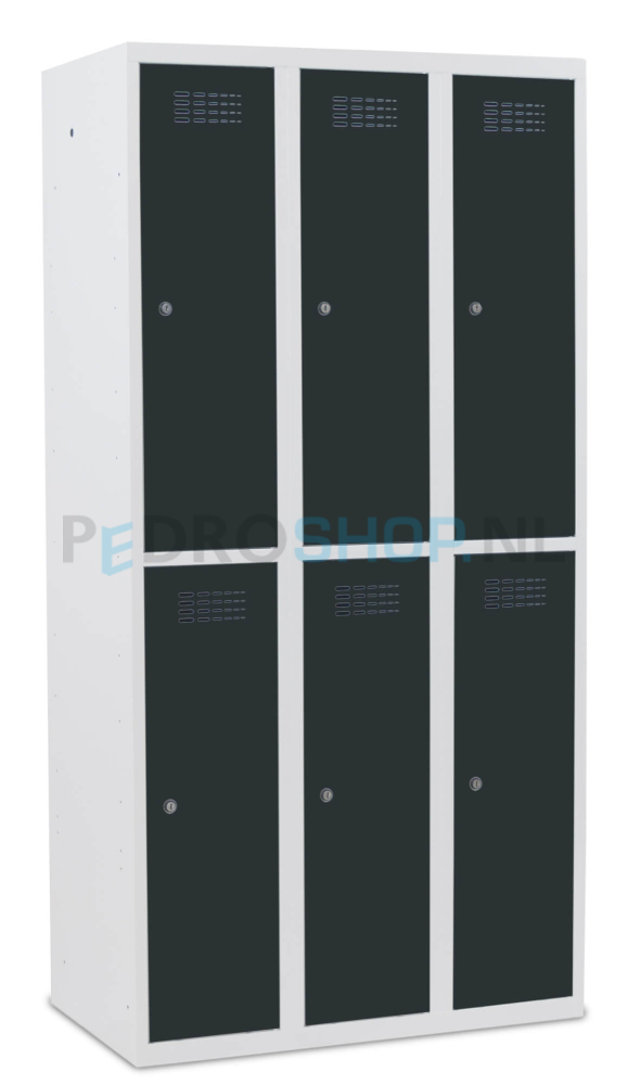 SQ Classic garderobekast, antraciet, 3-koloms, 6-deurs, 180*90*50 cm