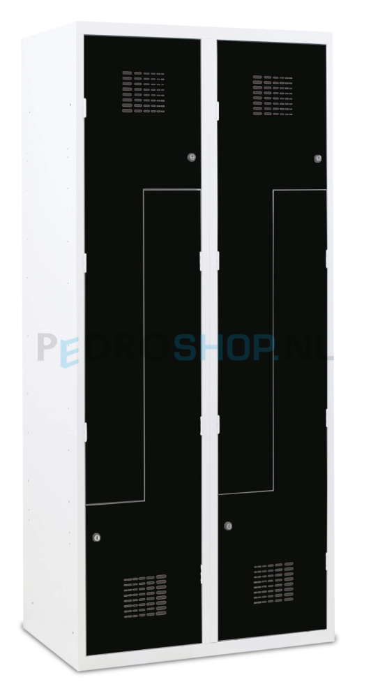 SQ Classic Z-garderobekast, 2-koloms, 4-deurs, zwart, 180*80*50 cm