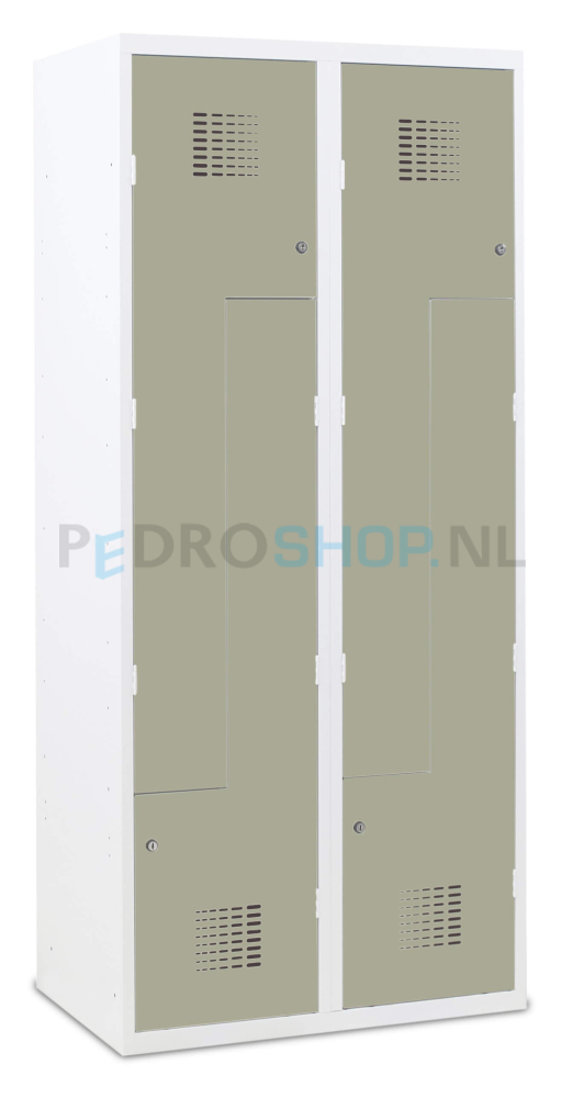SQ Classic Z-garderobekast, 2-koloms, 4-deurs, kiezelgrijs, 180*80*50 cm