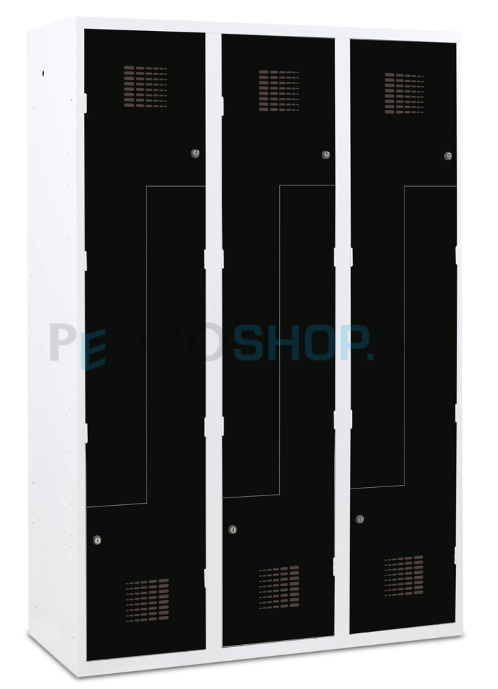 Classic Z-garderobekast SQ, 3-koloms, 6-deurs, 180*90*50 cm, zwart