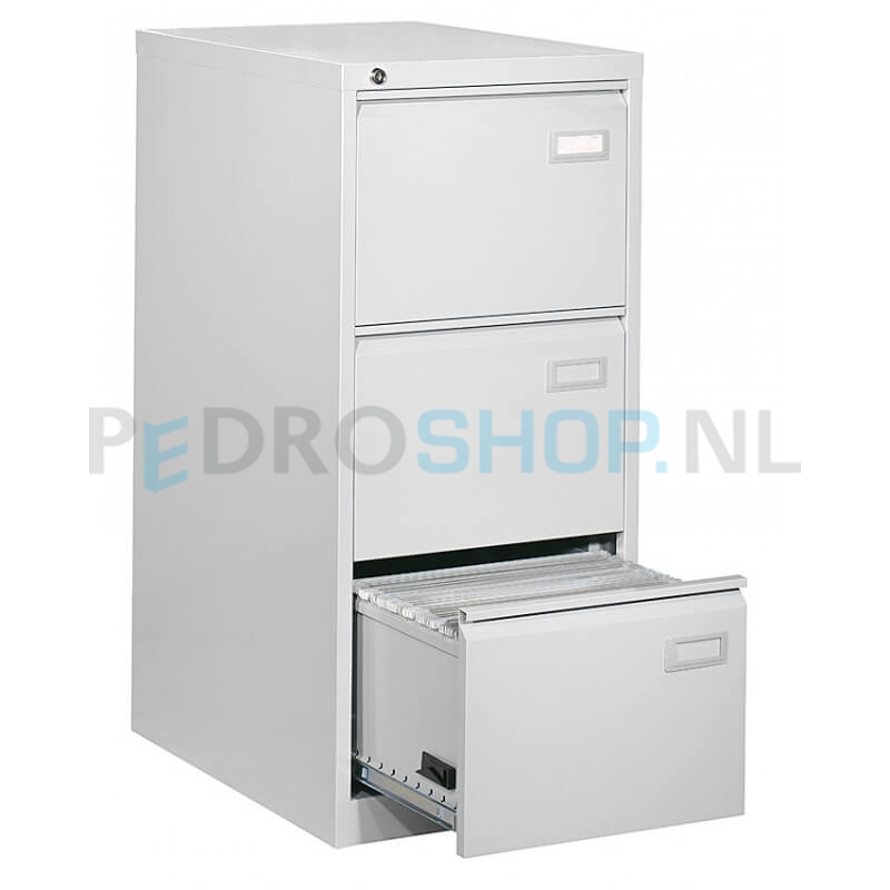 Dossierkast PDC -100 met 3 laden, voor opbergen hangmappen, wit
