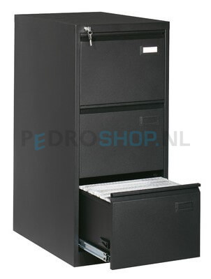 Dossierkast PDC -100 met 3 laden, voor opbergen hangmappen, zwart
