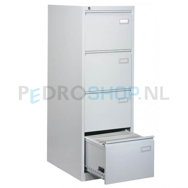 Dossierkast PDC-130 met 4 laden, voor opbergen hangmappen, lichtgrijs