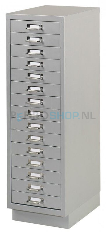 Meerladenkast PDC-15, A4 formaat, 15 laden, incl. sokkel, aluminium