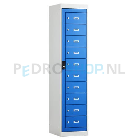 Kledinguitgifte kast PDC-705, 10-deurs, pootframe, blauw