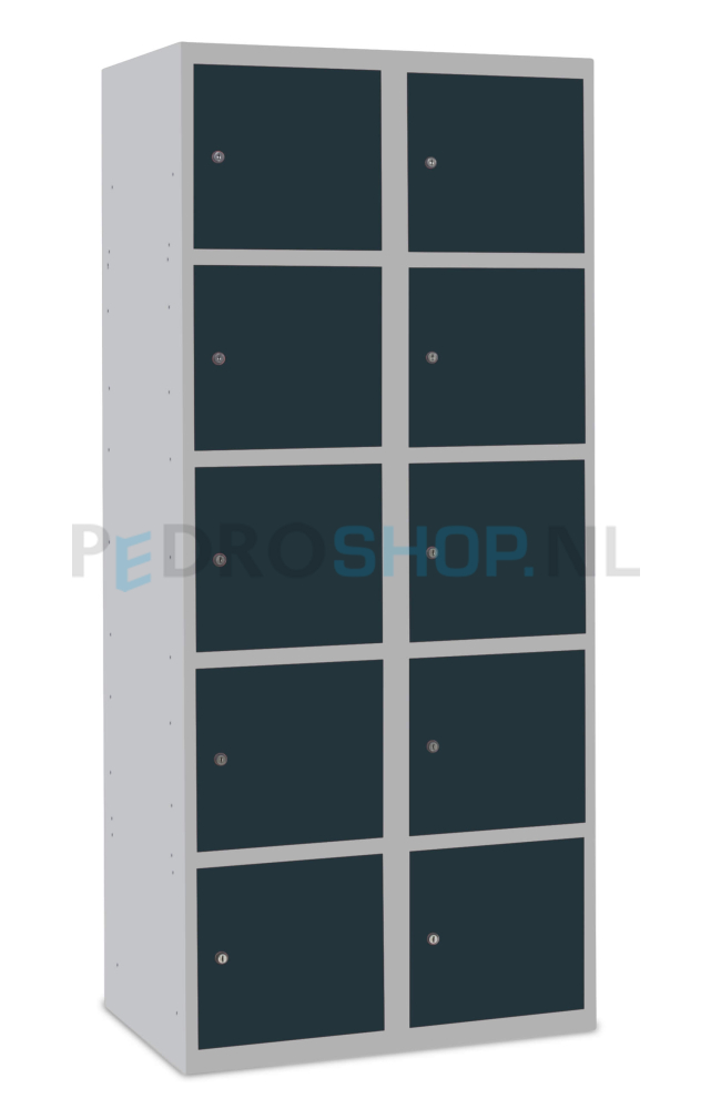 SQ Classic lockerkast, 2-koloms, 10-deurs, antraciet, h180*b80*d50 cm