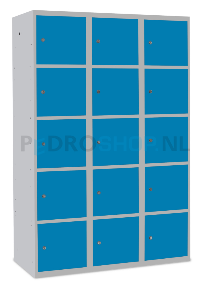 SQ Classic lockerkast, 3-koloms, blauw, 15-deurs, 180*120*50 cm