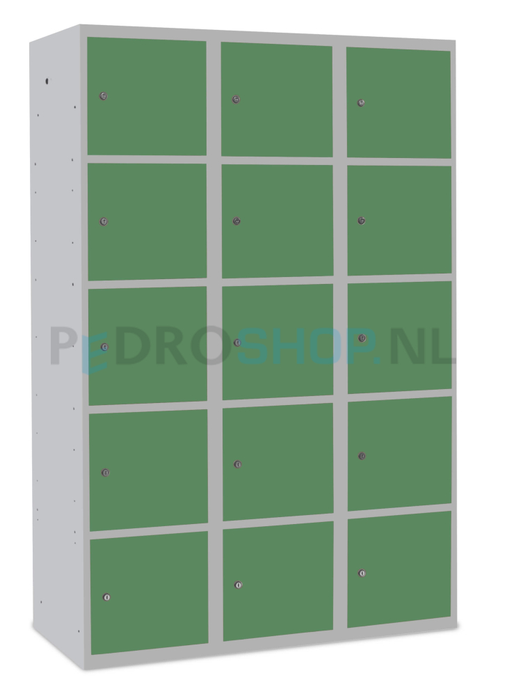 SQ Classic lockerkast, 3-koloms, groen, 15-deurs, 180*120*50 cm