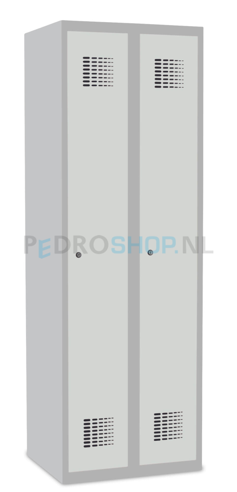 Garderobekast SQ Classic, lichtgrijs, 2-koloms, 2-deurs, 180*60*50 cm