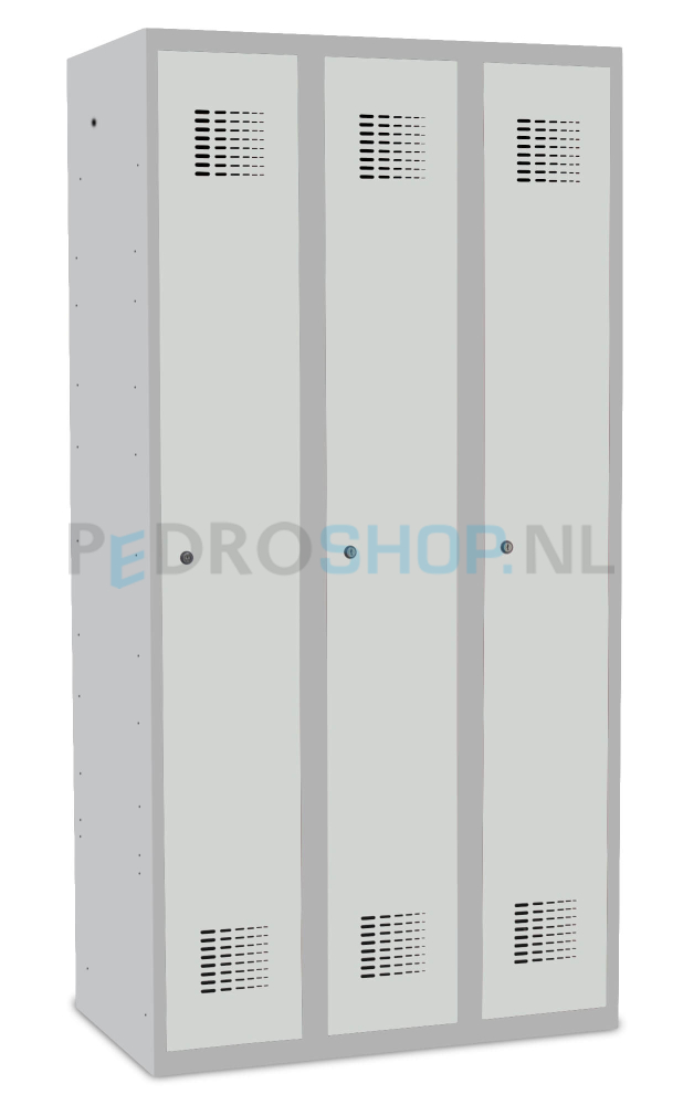 Garderobekast SQ Classic, lichtgrijs, 3-koloms, 3-deurs, 180*90*50 cm