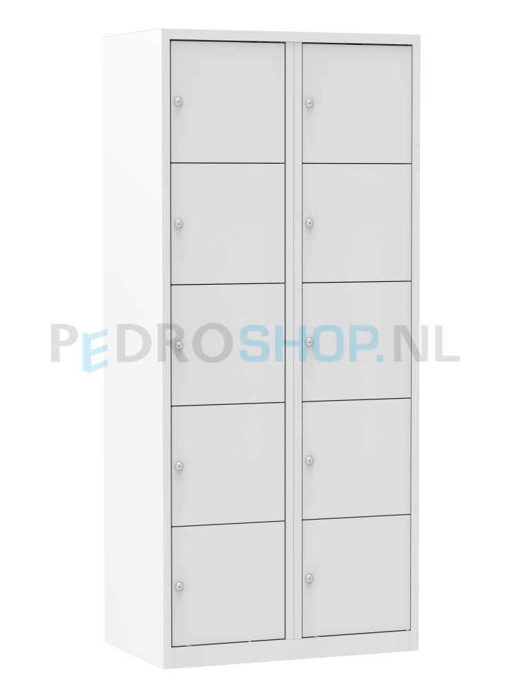 Lockerkast PDC-M5410, 2-koloms, 10-deurs, 80 cm breed, wit