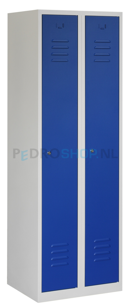 Garderobekast PDC-185, 2-koloms, 2-deurs, 60 cm breed, blauw