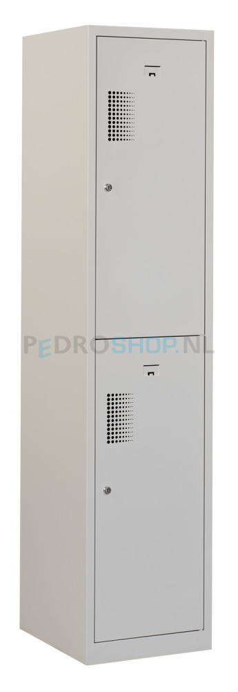 PDC-T180 garderobekast , 1-koloms, 2-deurs, 40 cm breed, lichtgrijs