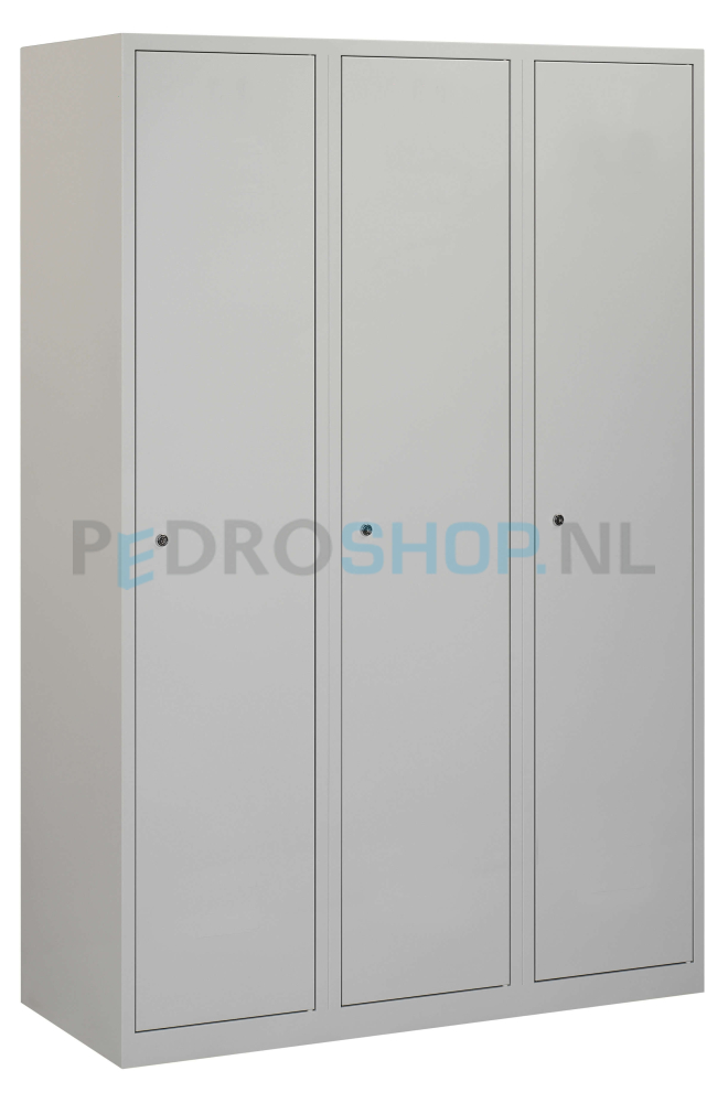 Schoon/vuil garderobekast PDC-T220, 3-koloms, 3-deurs, lichtgrijs