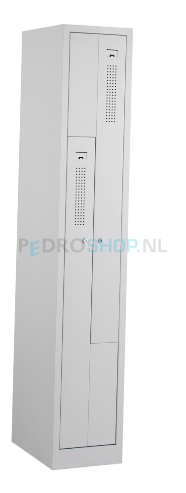 Z-Garderobekast PDC-230, 1-kolom, 2-deurs, 31 cm breed, lichtgrijs