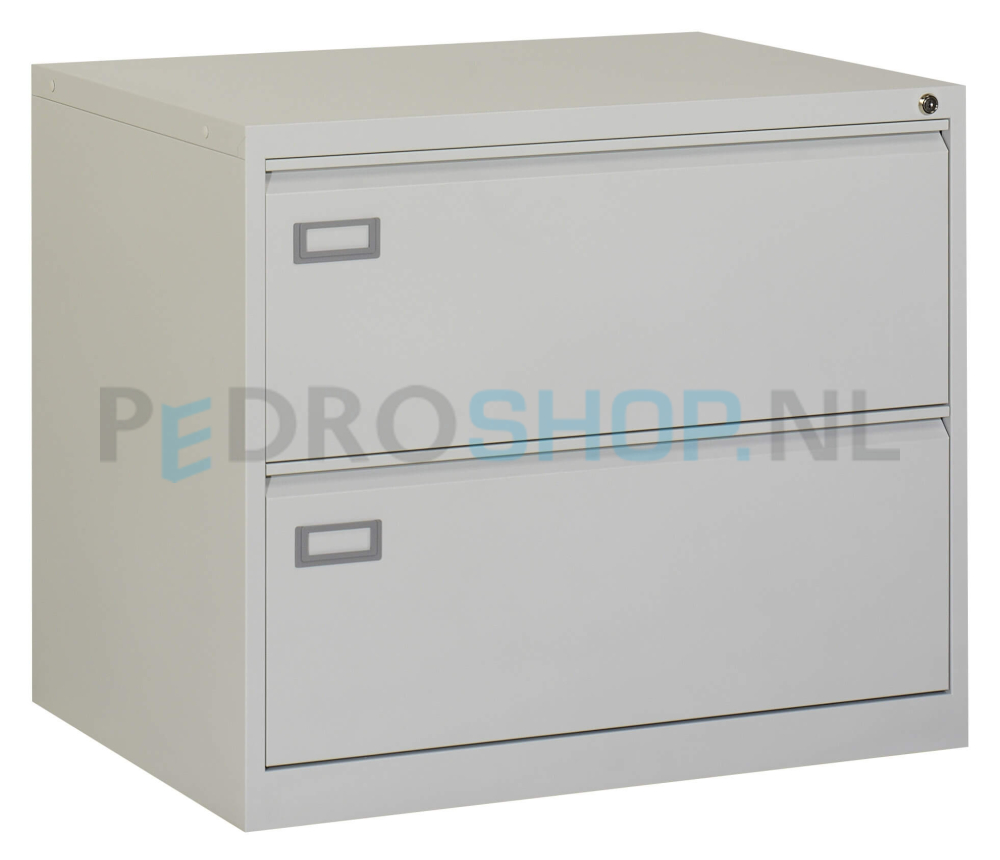 Dubbele hangmappenkast PDC B70 met 2 laden, lichtgrijs