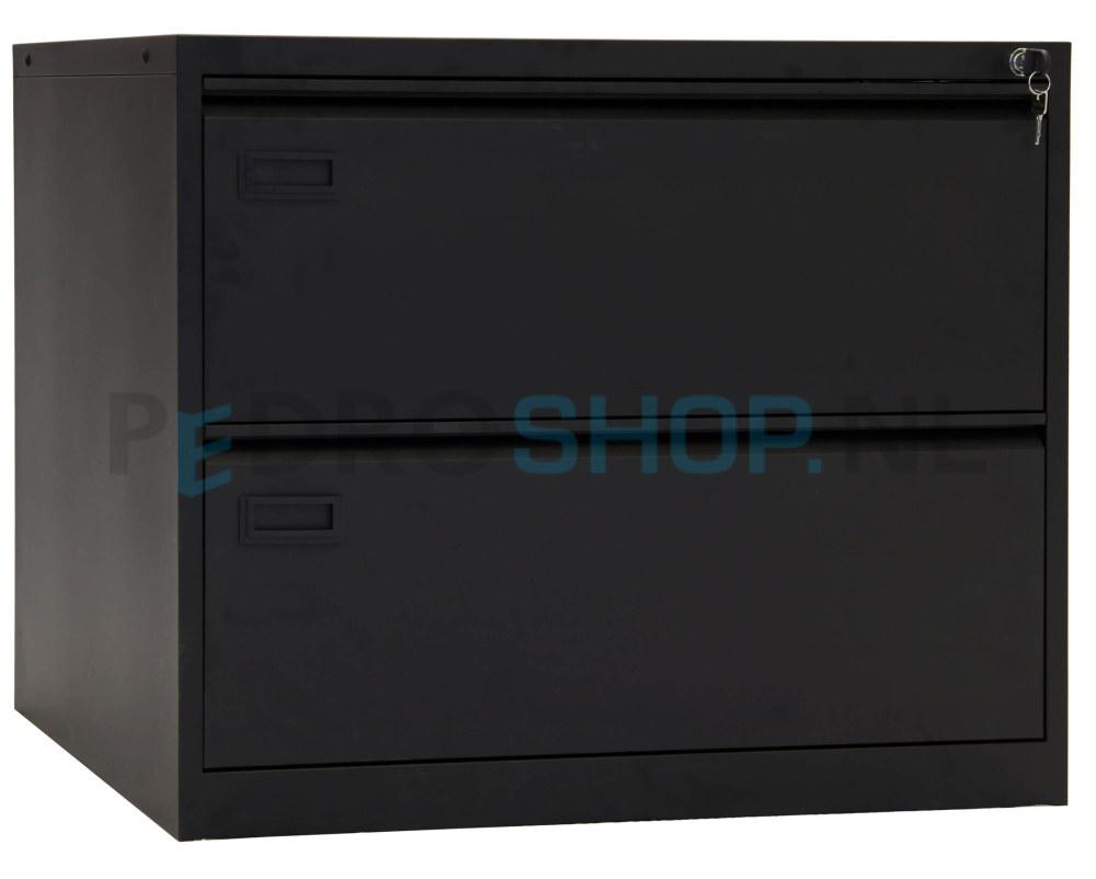 Dubbele hangmappenkast PDC B70 met 2 laden, zwart