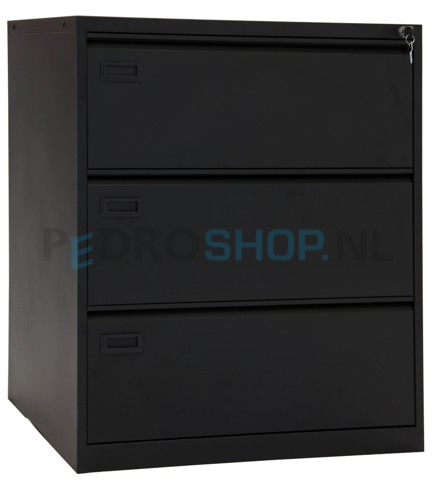 Dubbele hangmappenkast PDC -B100 met 3 laden, zwart