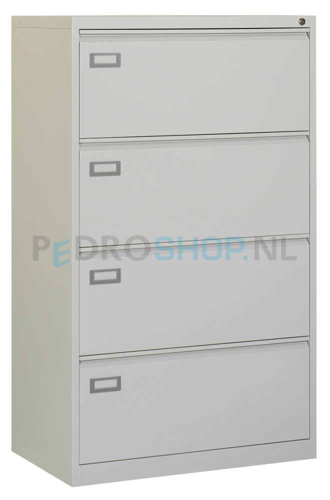 Dubbele hangmappenkast PDC-B130 met 4 laden, lichtgrijs