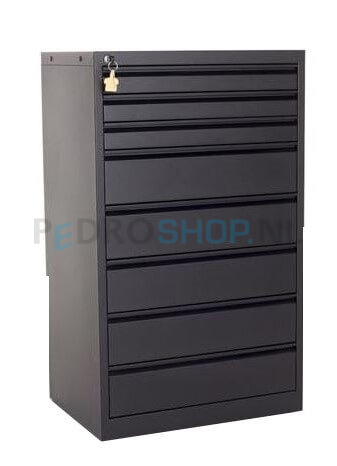 Tekeningkast PDC -A38, A3 formaat, 8 laden, zwart