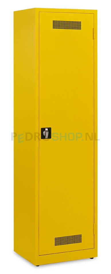 Veiligheidskast PDC-195-53, 195*53*45 cm, voorzien van gegalvaniseerde legborden, geel