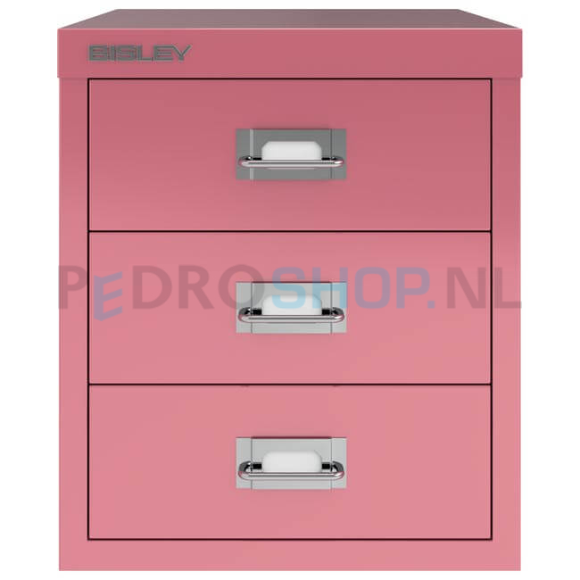 Meerladenkast Bisley-3, A4 formaat, 3 laden, roze
