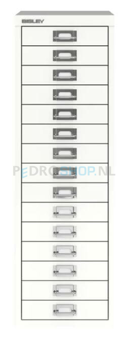 Meerladenkast Bisley -15, A4 formaat, 15 laden, krijtwit
