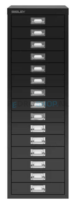 Meerladenkast Bisley -15, A4 formaat, 15 laden, zwart