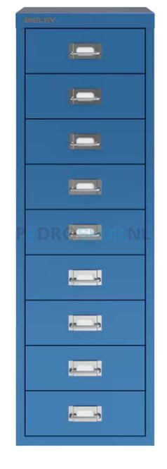 Meerladenkast Bisley -9, A4 formaat, 9 laden, azuurblauw