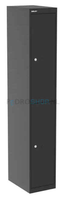 Bisley Basic garderobekast, 30,5 cm breed, 1-koloms, 2-deurs, zwart