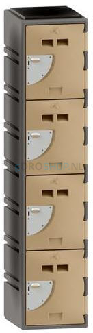 Polyethyleen locker  FSP, 1-koloms, 4-deurs, 172*38*45 cm, crème