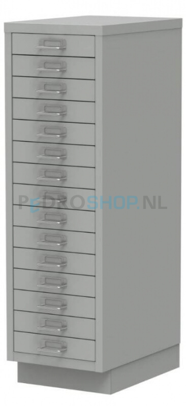 Meerladenkast PDC-15, A4 formaat, 15 laden, incl. sokkel, lichtgrijs
