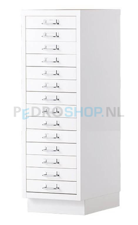 Meerladenkast PDC-15, A4 formaat, 15 laden, incl. sokkel, wit