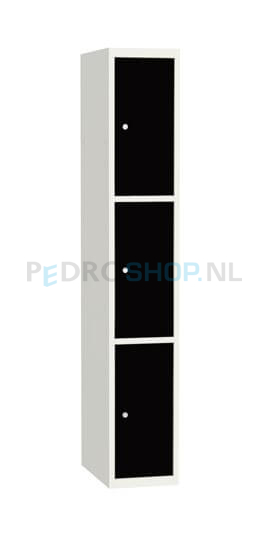 SQ Classic lockerkast, 1-koloms, 3-deurs, zwart, h180*b30*d50 cm